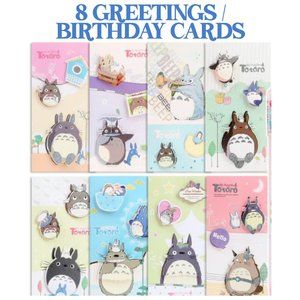 8 My Neighbor Totoro Popup Greetings Card Set w Envelopes Letter Birthday Gift